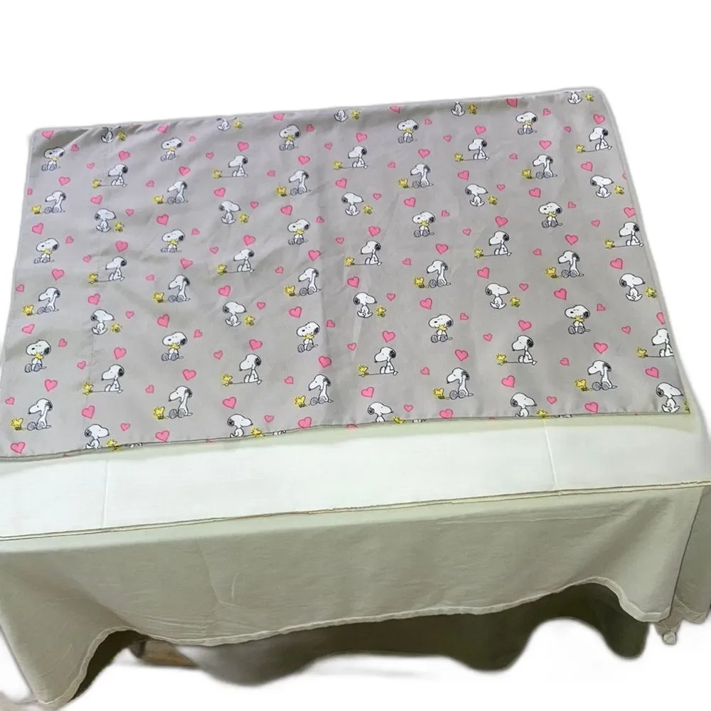 PEANUTS Snoopy Woodstock Pink Hearts Gray 1 Pillow Case Standard Size